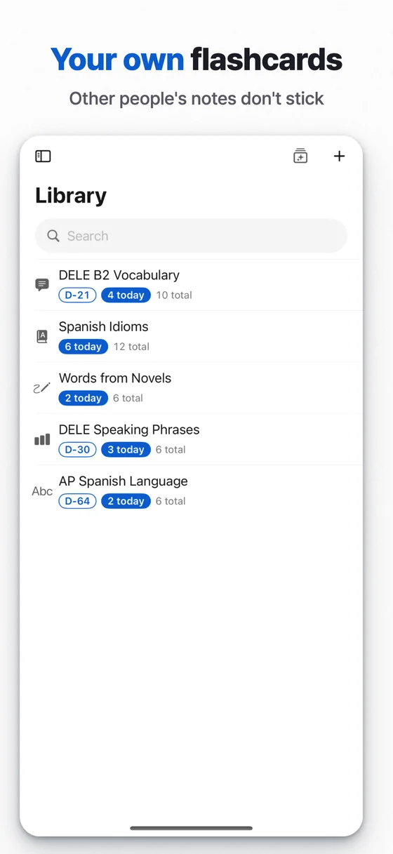 Slide 5: Your own flashcards. Other people's notes don't stick